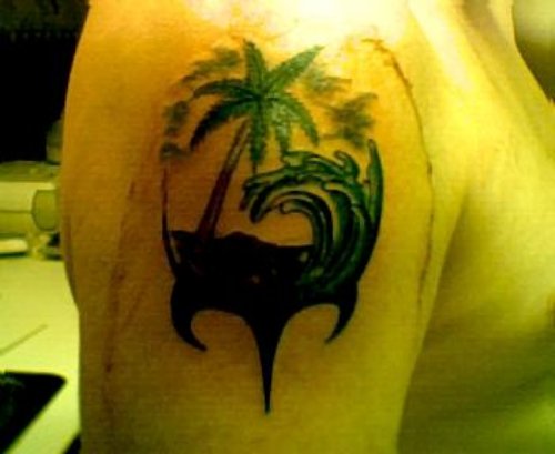 Right Shoulder Palm Tree Tattoo For Men